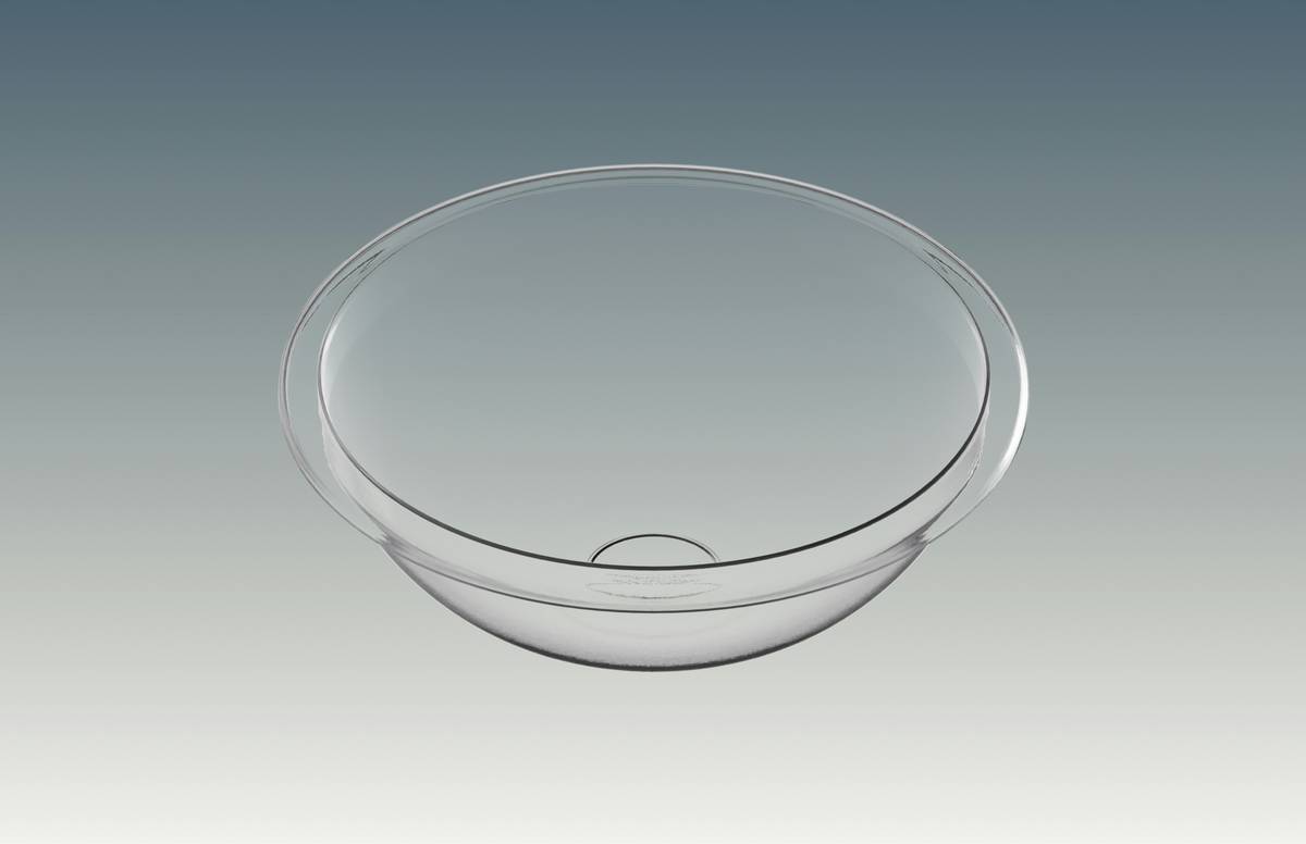 Close-up of a sturdy, thick-walled borosilicate glass cat toy on a wooden floor with design option glass how to a visible in context